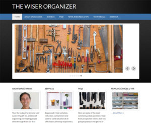 image of thewiserorganizer.com home page, WordPress website, maintenance & hosting