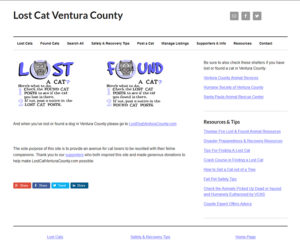 image of lostcatventuracounty.com home page