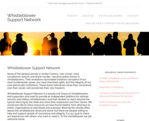 image of whistleblowersupportnetwork.com home page, custom WordPress website design