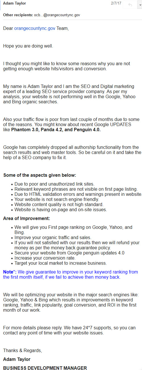 seo junk email