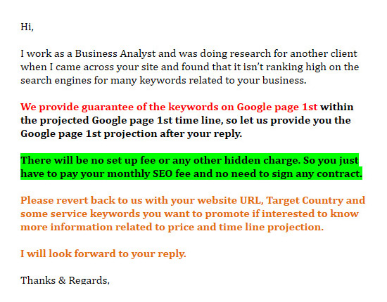 seo website junk email