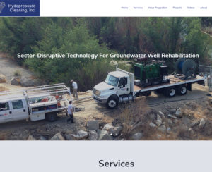 image of hydropressure.com home page, custom designed WordPress website