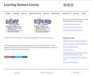 image of lostdogventuracounty.com home page