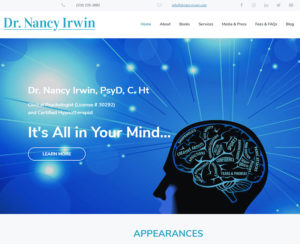 photo of drnancyirwin.com home page, custom WordPress design