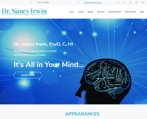 drnancyirwin.com home page, custom WordPress design