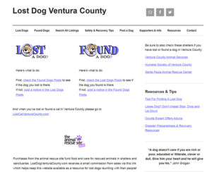 lostdogventuracounty.com home page, custom designed WordPress website