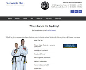 tkd-plus.com home page, WordPress website
